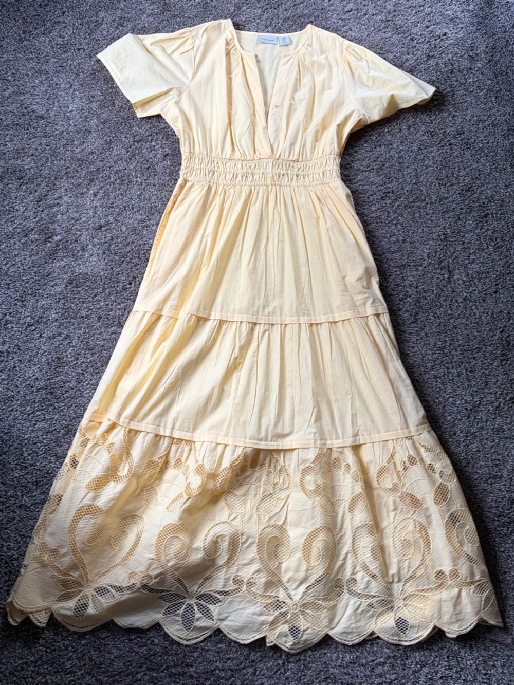 Haute Hippie Light Yellow Tiered Lace-Hem Maxi Dress NWOT Never Worn